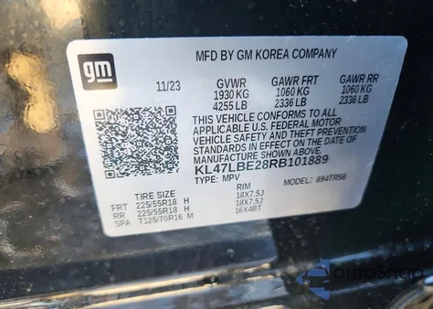 2024 Buick Envista Sport Touring z USA, uszkodzony, nr VIN KL47LBE28RB101889